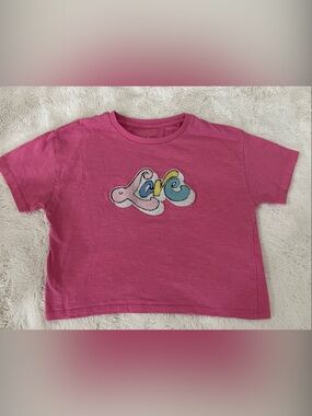 Jessica Simpson Hot Pink Short Sleeve Tee with Retro 'Love' Patch
